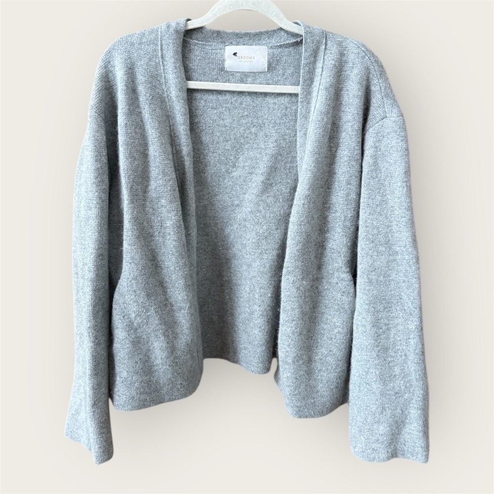 3rooms Semicouture Angora wool blend gray open-front cardigan EUC oversized S